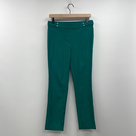 Rafaella Pants - Rafaella Mid-Rise Straight Pull-On Trouser Ankle Pant Stretchy Kelly Green 8